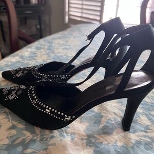 New J RENEE Women Leather Heel Ankle Pointy Toe Slingback Pump Shoe Sz 7 M